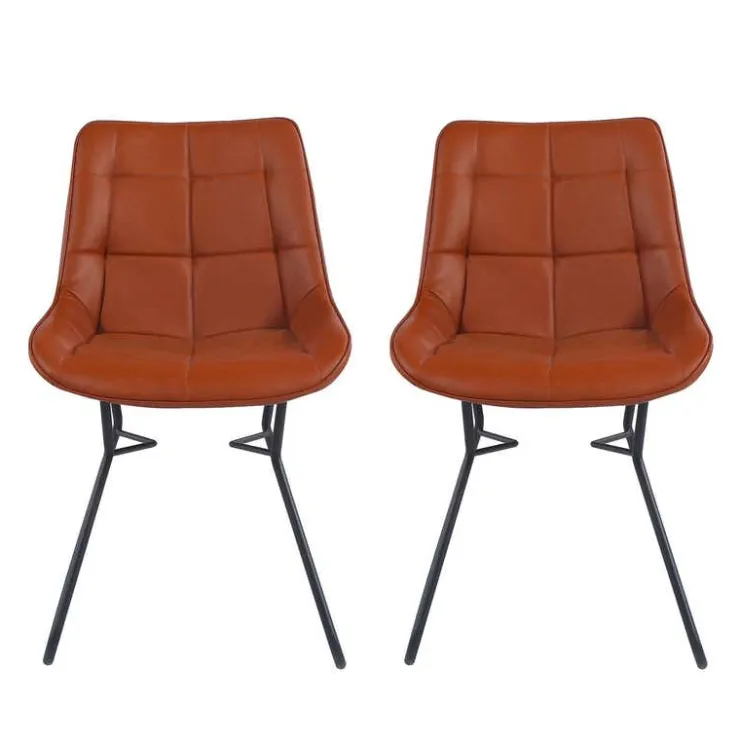 Chairs with Sleigh Legs (Set of 2) - Brown Light brown New