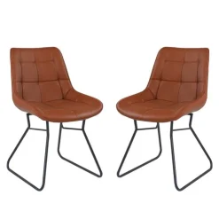 Chairs with Sleigh Legs (Set of 2) - Brown Light brown New