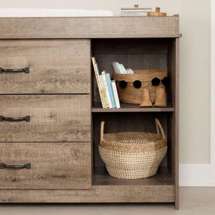 Meubles South Shore Changing Table - South Shore WEATHERED OAK Best