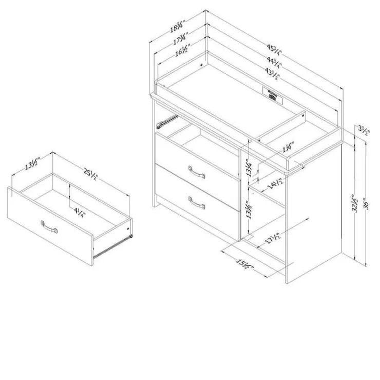 Meubles South Shore Changing Table - South Shore WEATHERED OAK Best