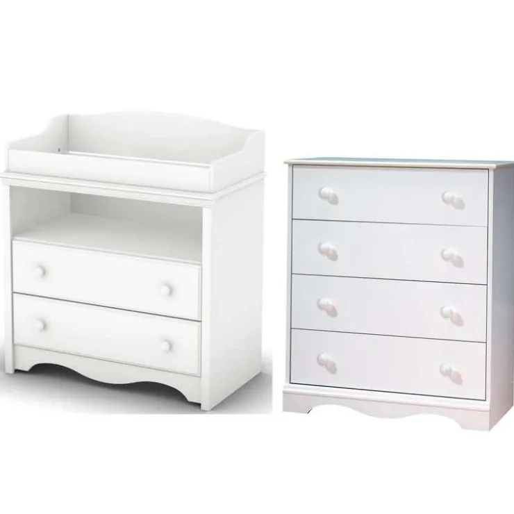 Meubles South Shore Changing Table And 4-Drawer Chest Set - South Shore White Discount