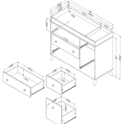 Meubles South Shore Changing Table With Drawers - South Shore Natural Walnut and White Best