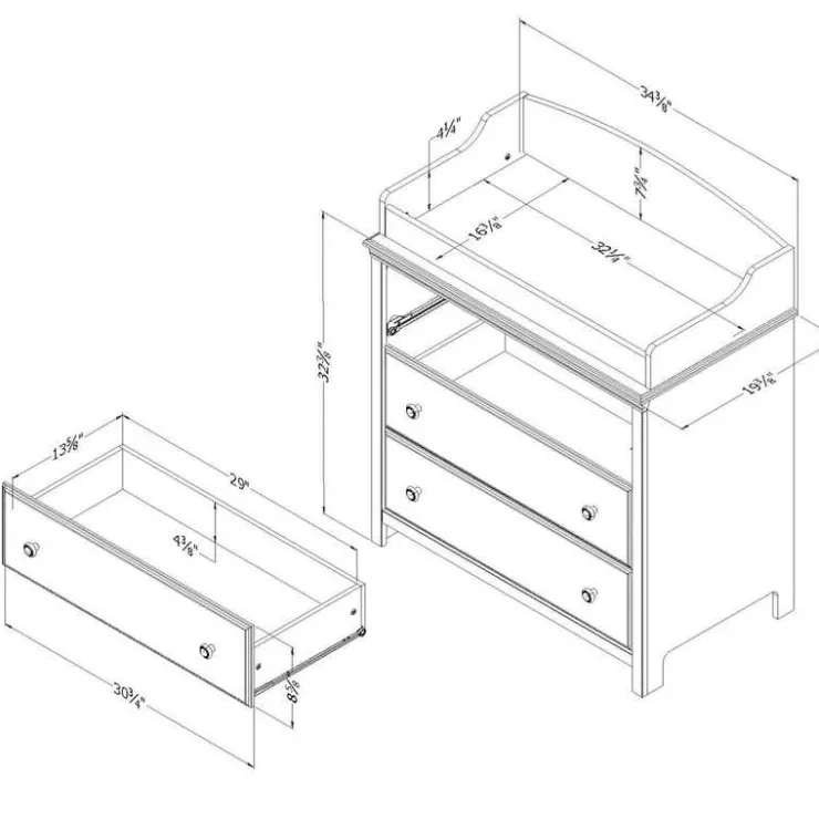 Meubles South Shore Changing Table With Drawers - South Shore PURE WHITE Clearance