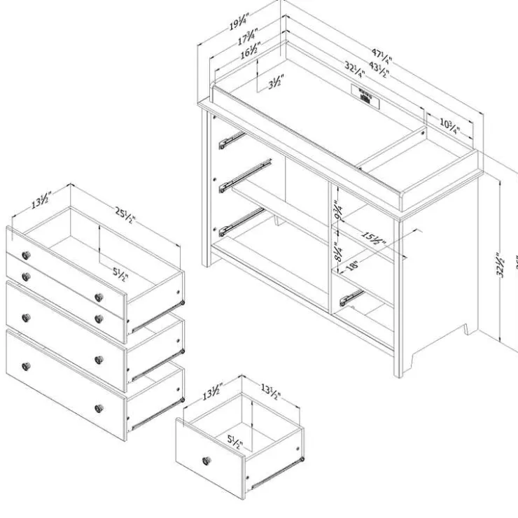 Meubles South Shore Changing Table With Station - South Shore Bleached Oak Hot
