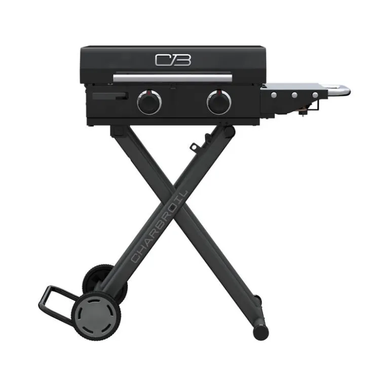 CHARBROIL 22 in Portable Propane Gas Griddle with Folding Cart and 2 Burners - 24 000 BTU Black Best