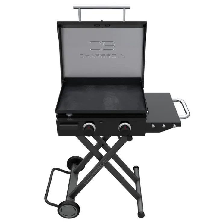 CHARBROIL 22 in Portable Propane Gas Griddle with Folding Cart and 2 Burners - 24 000 BTU Black Best