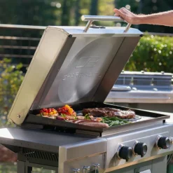 CHARBROIL 5-in-1 Propane Cooking Station with Plancha, Pizza Oven, and Wok - 36 000 BTU Stainless Clearance