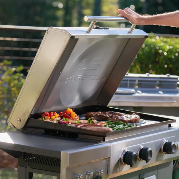 CHARBROIL 5-in-1 Propane Cooking Station with Plancha, Pizza Oven, and Wok - 36 000 BTU Stainless Clearance