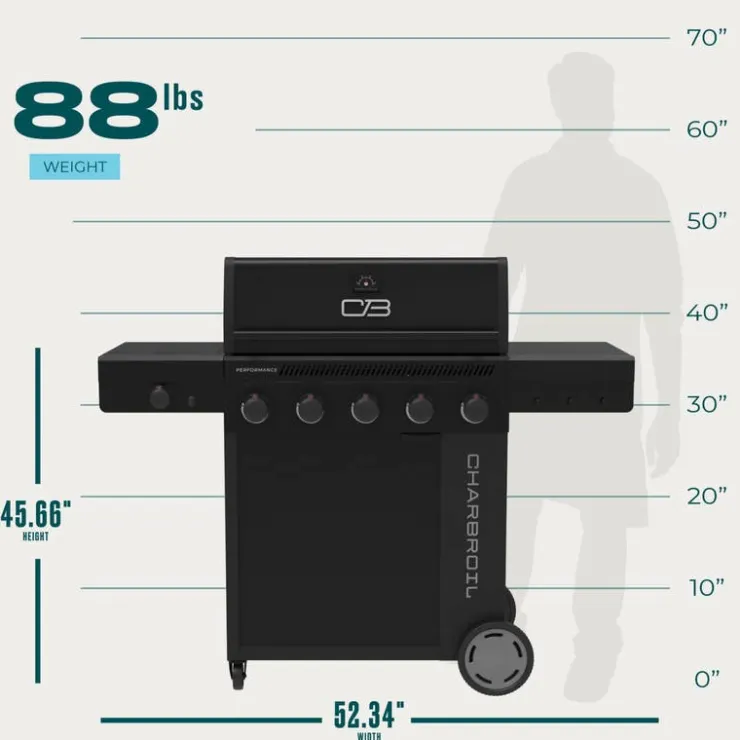 CHARBROIL Propane Gas Grill with 5 Burners - 47 000 BTU Black Outlet