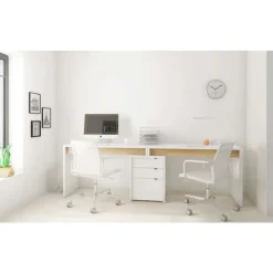 Nexera Chrono 3pcs Home Office Set, Natural Maple & White - White and Beige Discount