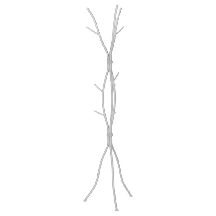 Monarch Coat rack - 8 hooks / branch shaped / contemporary hammered metal - 74"h - si Silver Online