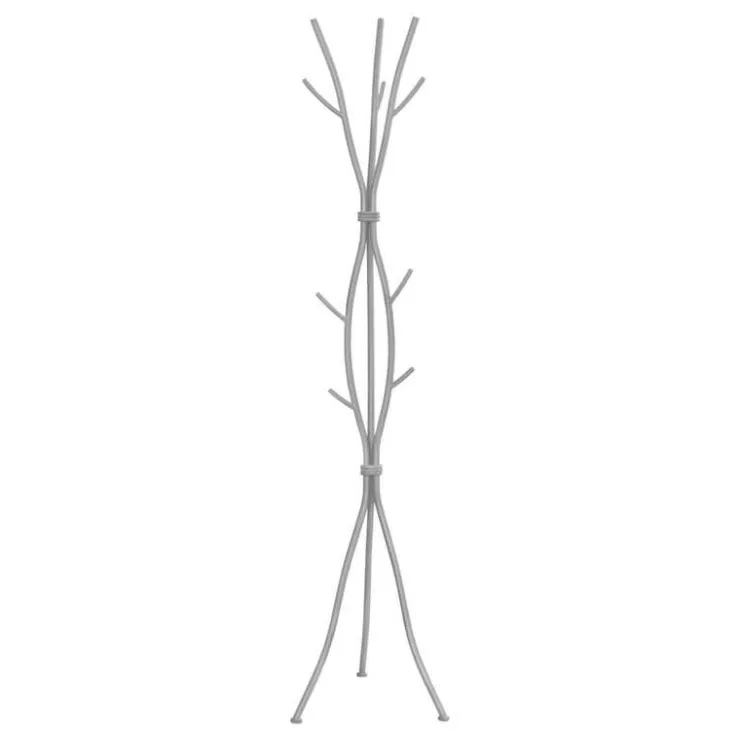 Monarch Coat rack - 8 hooks / branch shaped / contemporary hammered metal - 74"h - si Silver Online