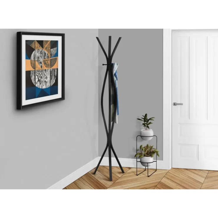 Monarch Coat rack - 72"h / metal contemporary style Black Outlet