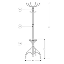 Monarch Coat rack - 70"h / metal with an umbrella holder Black