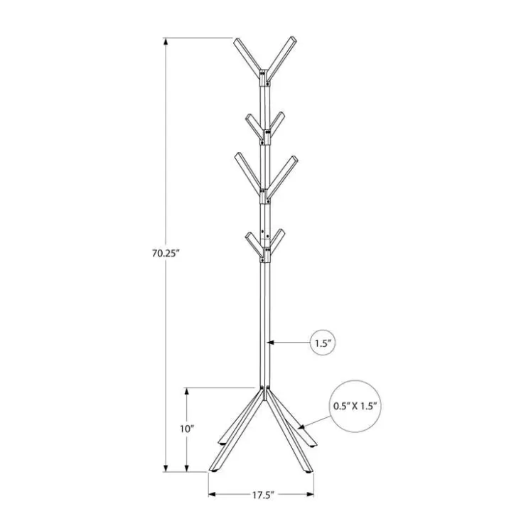 Monarch Coat rack - 70"h / metal Black