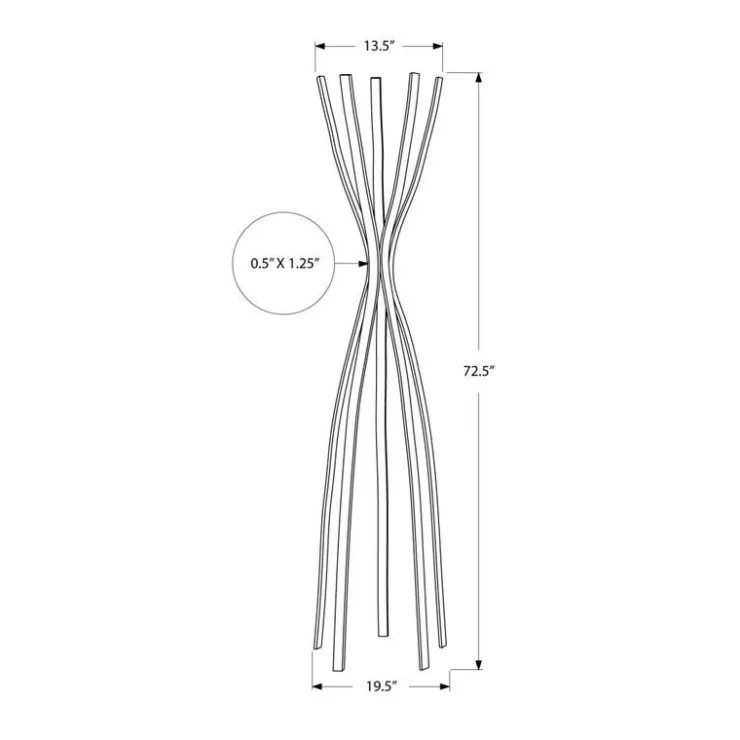 Monarch Coat rack - 72"h / satin metal contemporary style Black