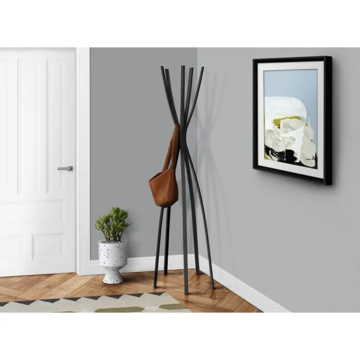 Monarch Coat rack - 72"h / satin metal contemporary style Black