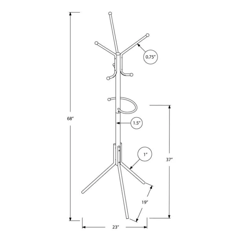 Monarch Coat rack - 68"h / metal Silver Hot