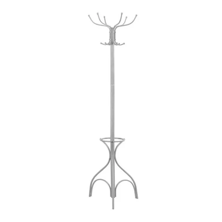 Monarch Coat rack - 70"h / metal with an umbrella holder Silver Sale