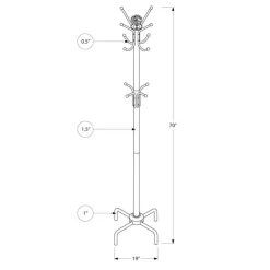 Monarch Coat rack - 70"h / metal Silver Outlet