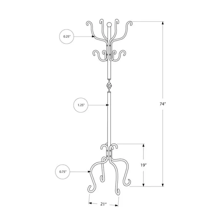 Monarch Coat rack - 74"h / traditional hammered metal Black