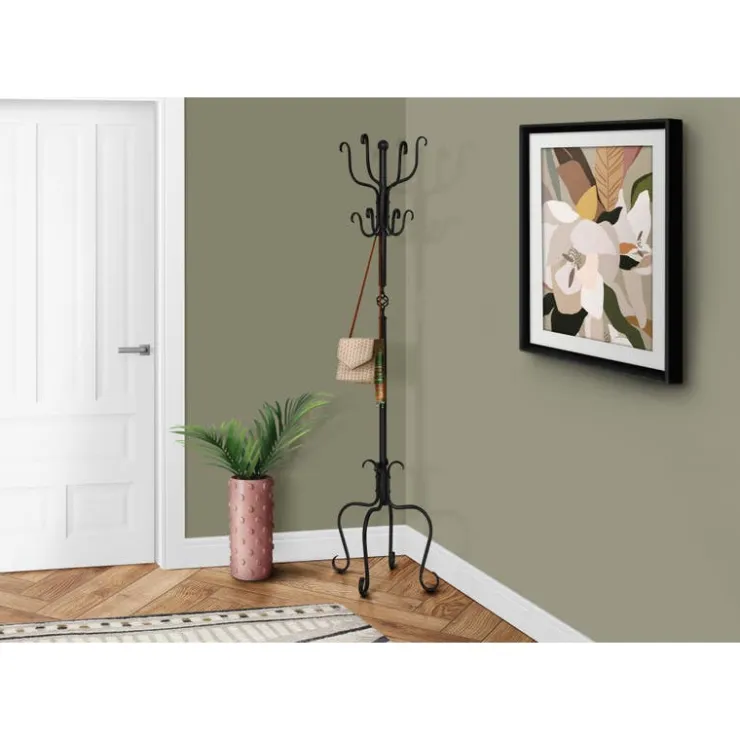 Monarch Coat rack - 74"h / traditional hammered metal Black