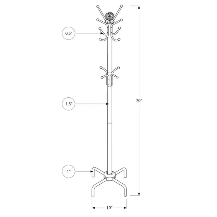Monarch Coat rack - 70"h / metal White Sale