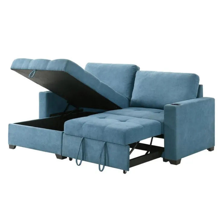 Compact Reversible Loveseat Bed with Storage - Blue Best