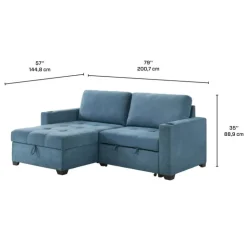 Compact Reversible Loveseat Bed with Storage - Blue Best