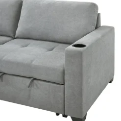 Compact Reversible Loveseat Bed with Storage - Grey Hot