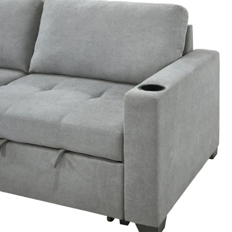 Compact Reversible Loveseat Bed with Storage - Grey Hot