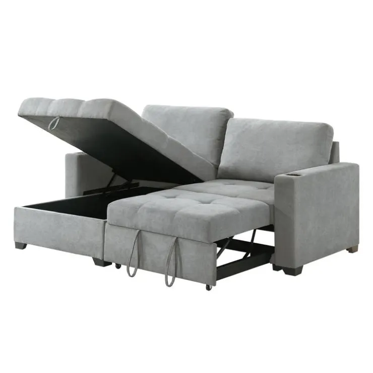 Compact Reversible Loveseat Bed with Storage - Grey Hot