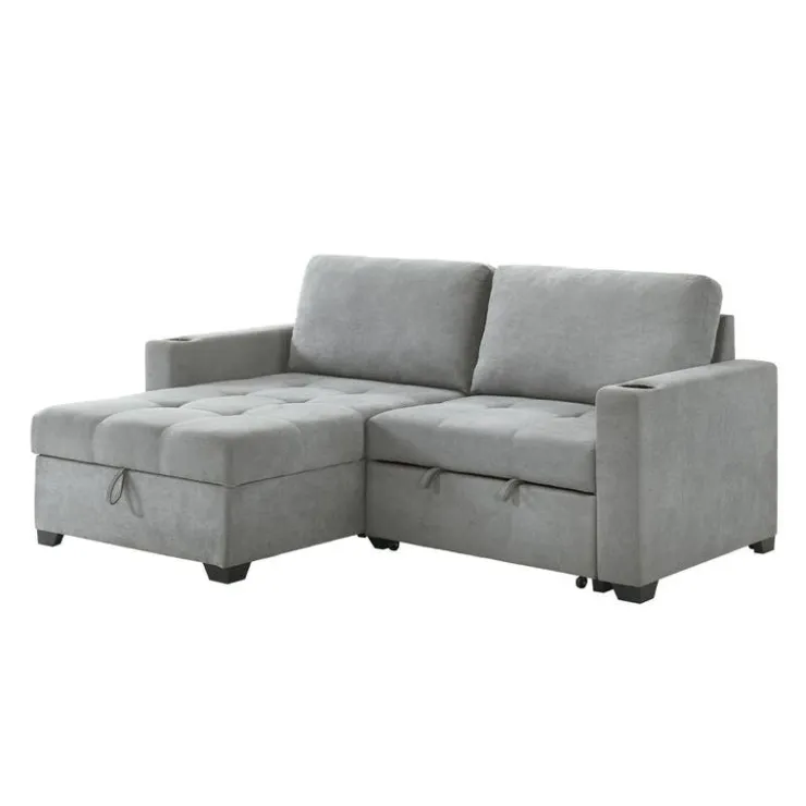Compact Reversible Loveseat Bed with Storage - Grey Hot