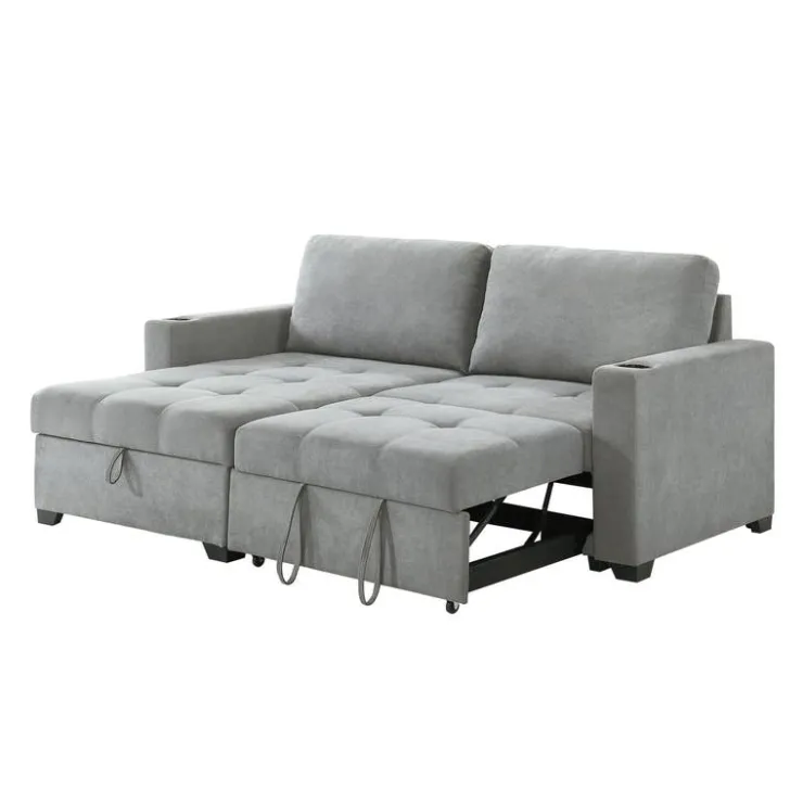Compact Reversible Loveseat Bed with Storage - Grey Hot