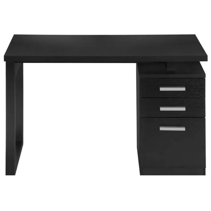 Monarch Computer desk - 3 drawers / wooden leg rectangular / left or right setup / fl - Black Hot