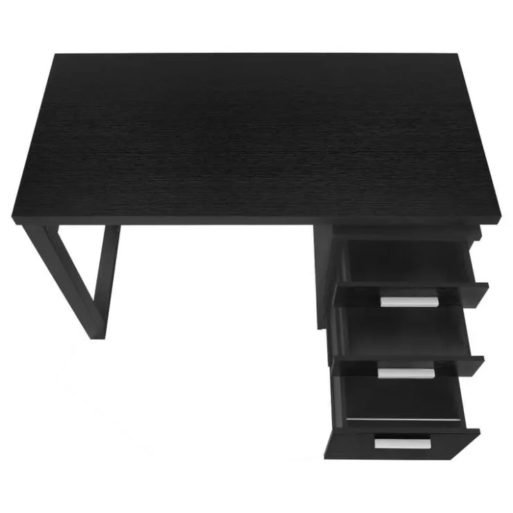 Monarch Computer desk - 3 drawers / wooden leg rectangular / left or right setup / fl - Black Hot