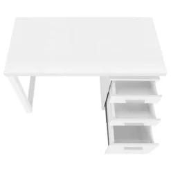 Monarch Computer desk - 3 drawers / wooden leg rectangular / left or right setup / fl - White Best