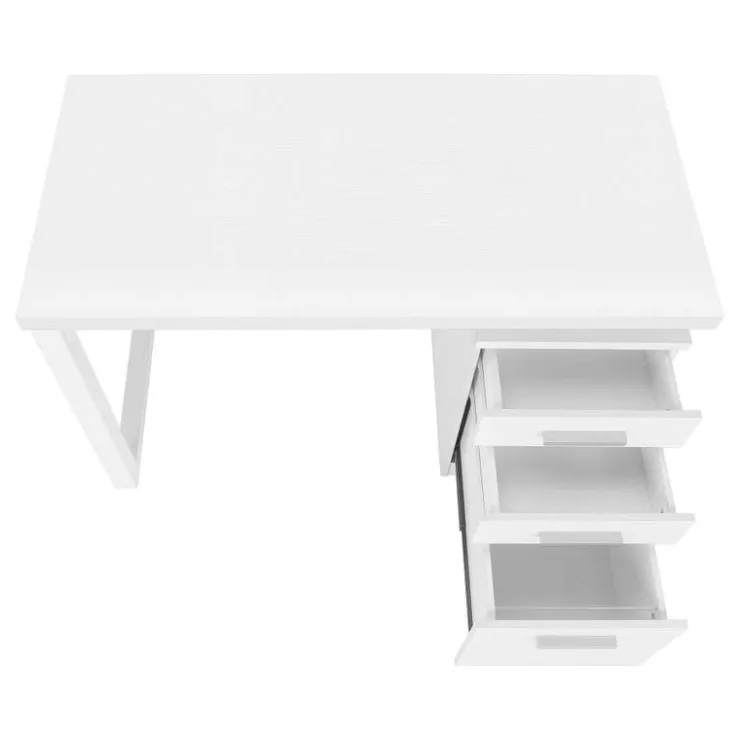 Monarch Computer desk - 3 drawers / wooden leg rectangular / left or right setup / fl - White Best