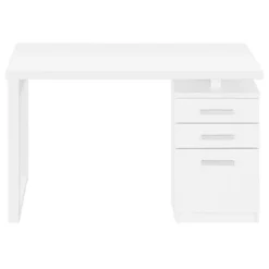 Monarch Computer desk - 3 drawers / wooden leg rectangular / left or right setup / fl - White Best
