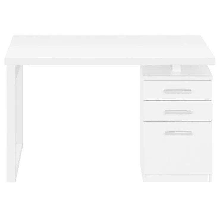 Monarch Computer desk - 3 drawers / wooden leg rectangular / left or right setup / fl - White Best