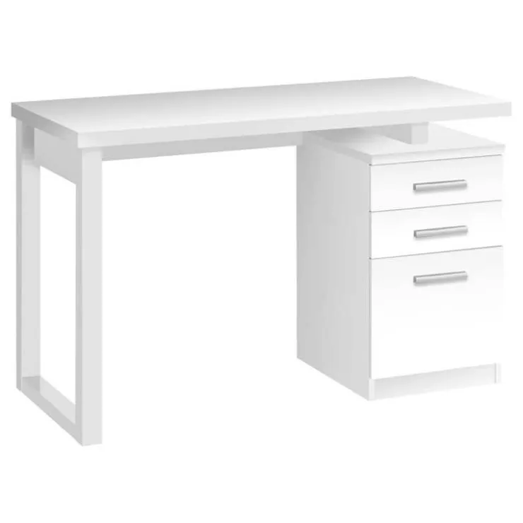 Monarch Computer desk - 3 drawers / wooden leg rectangular / left or right setup / fl - White Best