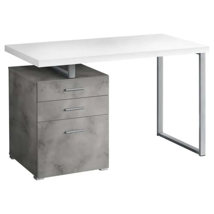 Monarch Computer desk - 3 storage drawers / left or right setup / floating desktop - - White Online