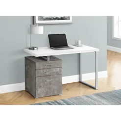 Monarch Computer desk - 3 storage drawers / left or right setup / floating desktop - - White Online