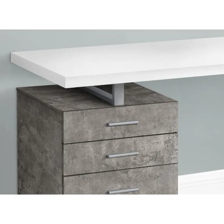 Monarch Computer desk - 3 storage drawers / left or right setup / floating desktop - - White Online