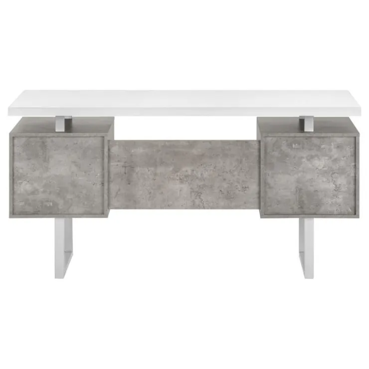 Monarch Computer desk - 3 storage drawers / reversible / floating desktop - 60"l - wh - White Discount