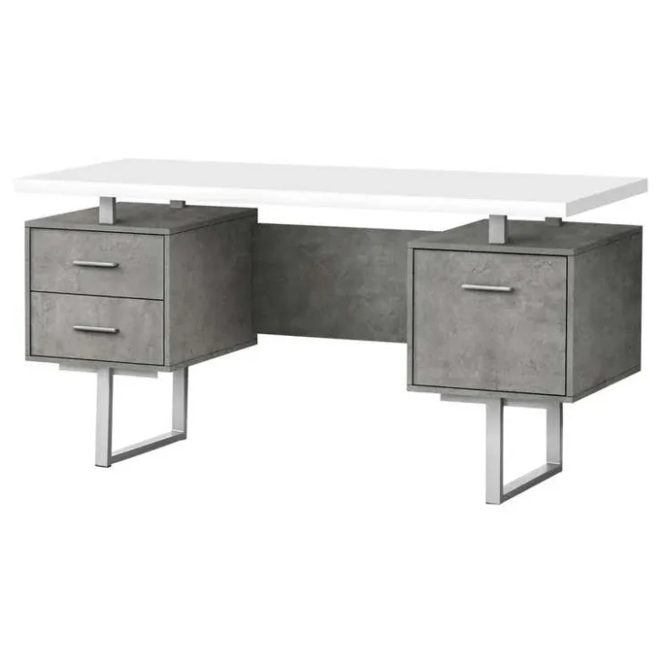 Monarch Computer desk - 3 storage drawers / reversible / floating desktop - 60"l - wh - White Discount
