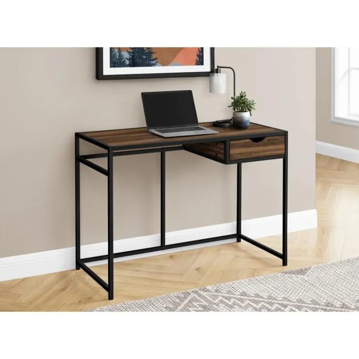 Monarch Computer desk - 1 storage drawer / metal frame - 42"l - reclaimed wood- - Brown Sale
