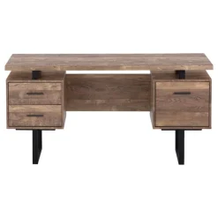Monarch Computer desk - 3 storage drawers / reversible / floating desktop - 60"l - br - Brown Clearance
