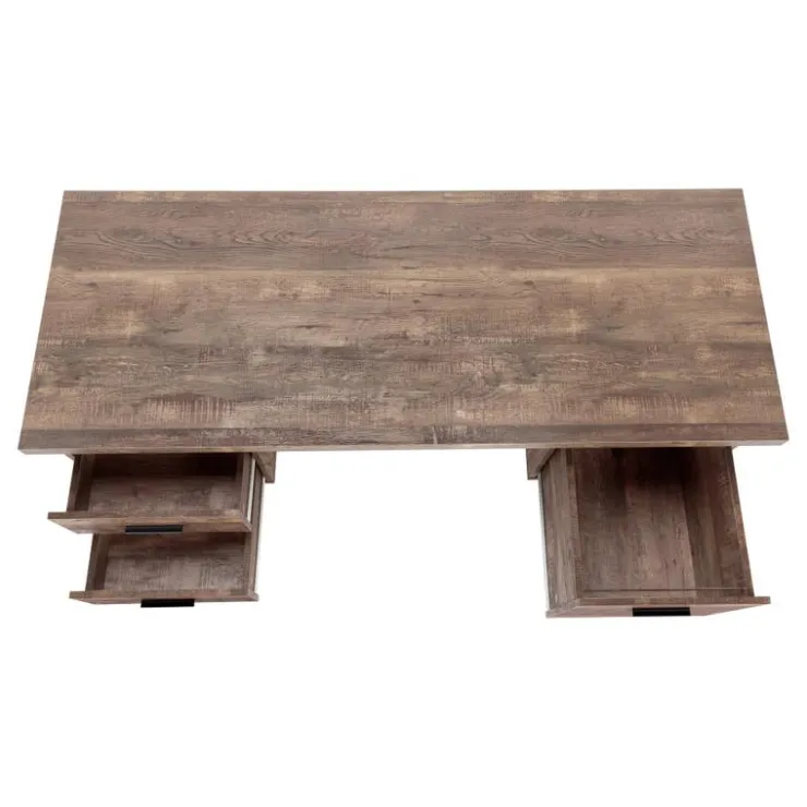 Monarch Computer desk - 3 storage drawers / reversible / floating desktop - 60"l - br - Brown Clearance