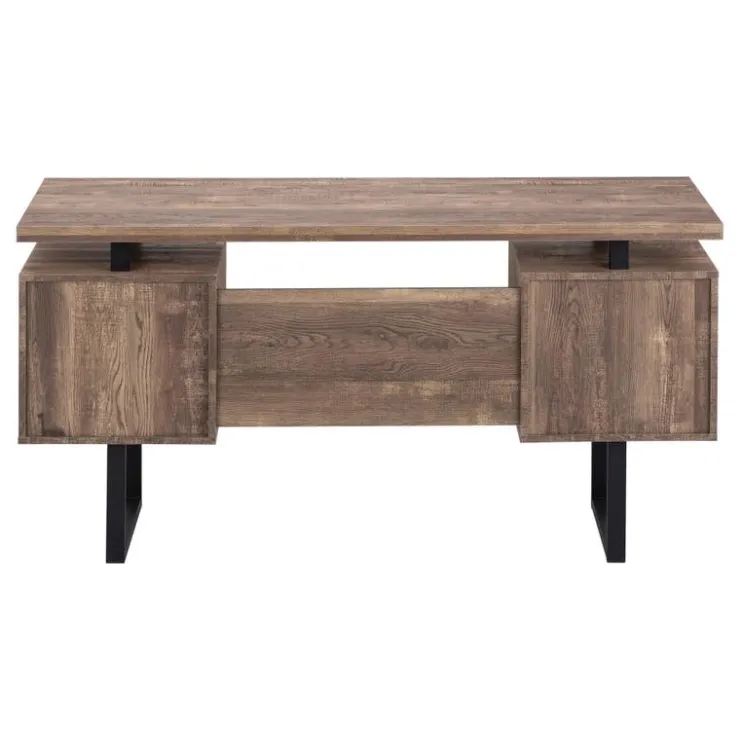 Monarch Computer desk - 3 storage drawers / reversible / floating desktop - 60"l - br - Brown Clearance